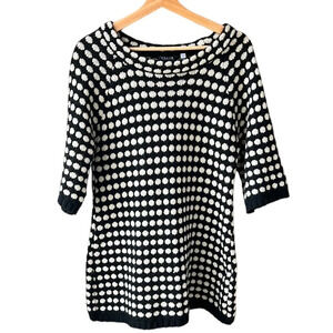 Giada Moda Donna Women’s Sz10 Large Polkadot Wool Blend Longline Sweater Black